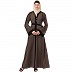 Front open abaya with black border- Brown 